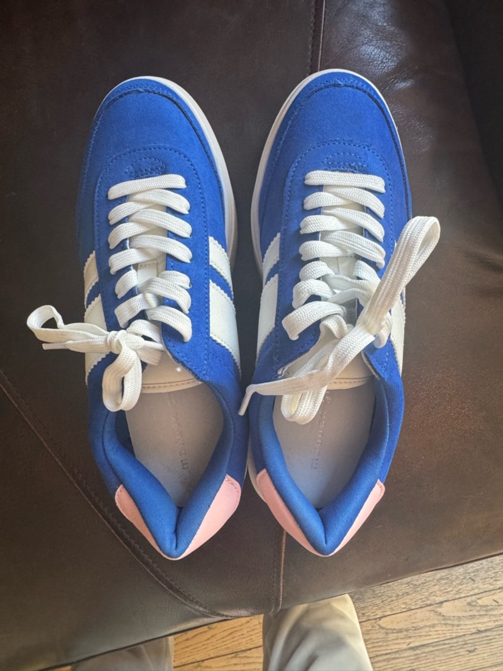 Madden Girl Royal Blue and White Low-Top Sneakers with Pink Heel Accent